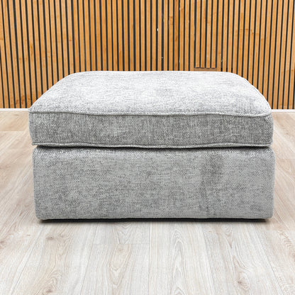 'Emilia' Stone Woven Fabric Square Footstool