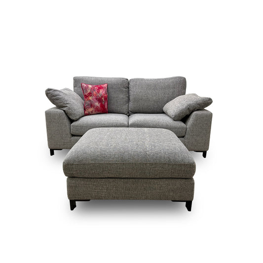 'Euphoria' Mushroom Breeze Plain 2 Seater Sofa + Large Square Footstool