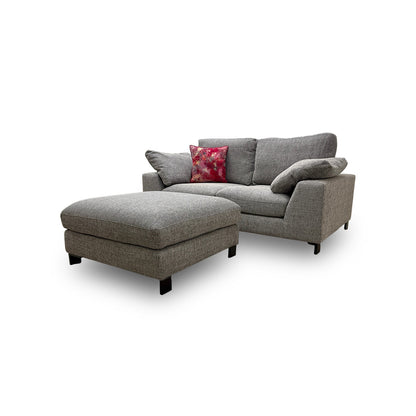 'Euphoria' Mushroom Breeze Plain 2 Seater Sofa + Large Square Footstool