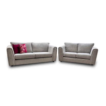 ‘Cloud’ Silver Chenille Fabric 3 + 2 Seater Sofa Set