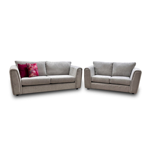 ‘Cloud’ Silver Chenille Fabric 3 + 2 Seater Sofa Set