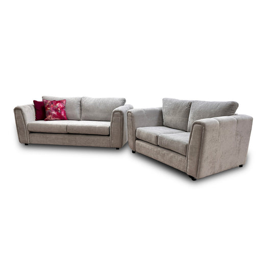 ‘Cloud’ Silver Chenille Fabric 3 + 2 Seater Sofa Set