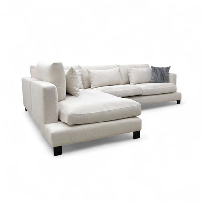 Dwell 'Lugano' Ivory Jagger Fabric Right Hand Facing Arm 3 Piece Open End Corner Chaise Sofa