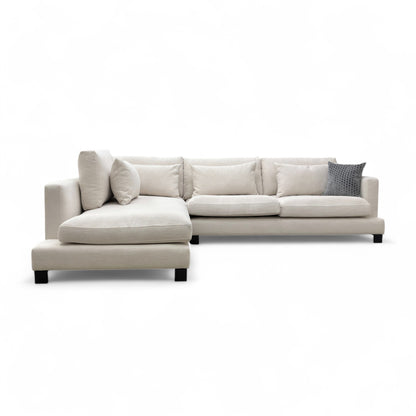 Dwell 'Lugano' Ivory Jagger Fabric Right Hand Facing Arm 3 Piece Open End Corner Chaise Sofa