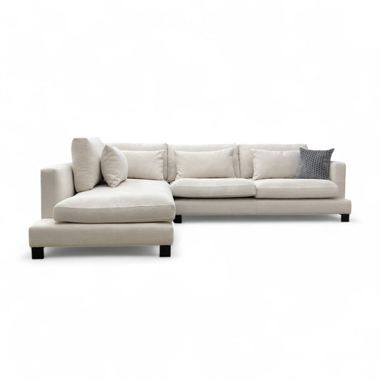 Dwell 'Lugano' Ivory Jagger Fabric Right Hand Facing Arm 3 Piece Open End Corner Chaise Sofa