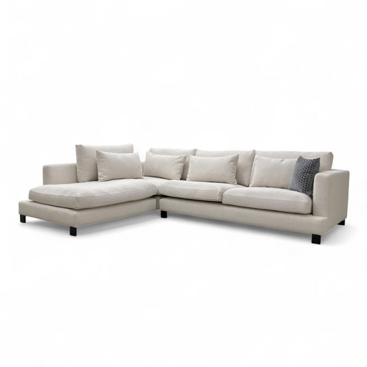 Dwell 'Lugano' Ivory Jagger Fabric Right Hand Facing Arm 3 Piece Open End Corner Chaise Sofa