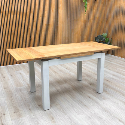 'Lewis' Solid Oak 120cm Large Draw Leaf Extending Dining Table with Anthracite Charcoal Grey Fabric Dining Chairs- Set of 4