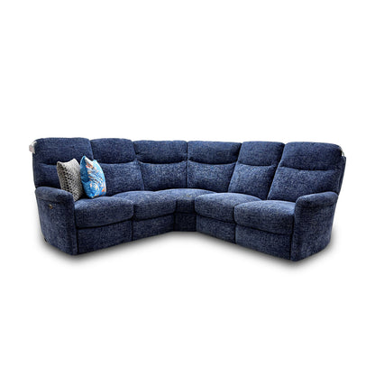Compact Collection ‘Lille’ Navy Blue Large Fabric Power Recliner Corner Sofa