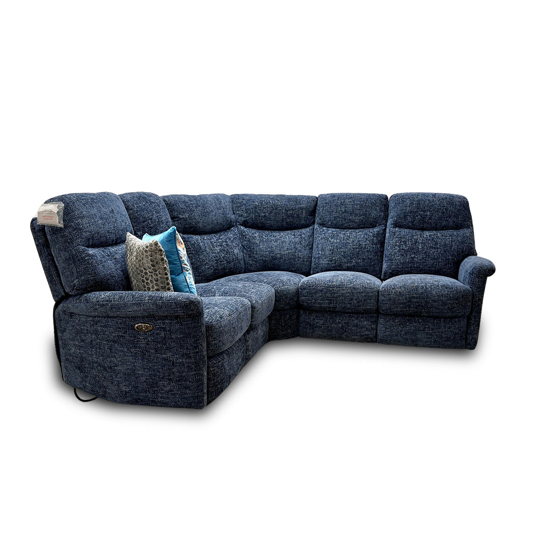 Compact Collection ‘Lille’ Navy Blue Large Fabric Power Recliner Corner Sofa