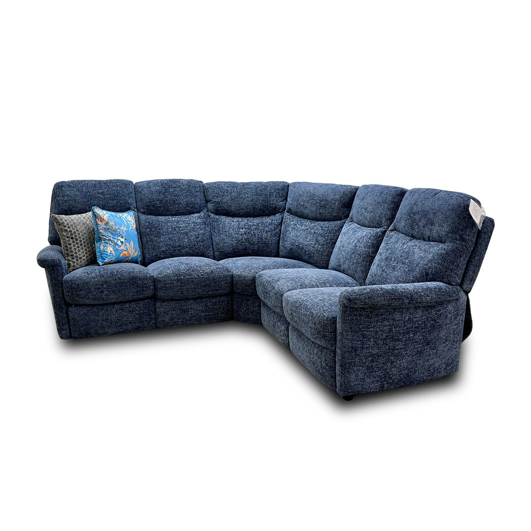 Compact Collection ‘Lille’ Navy Blue Large Fabric Power Recliner Corner Sofa