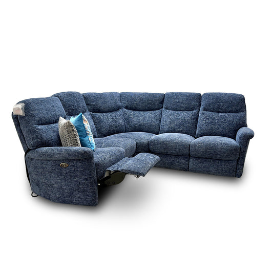 Compact Collection ‘Lille’ Navy Blue Large Fabric Power Recliner Corner Sofa
