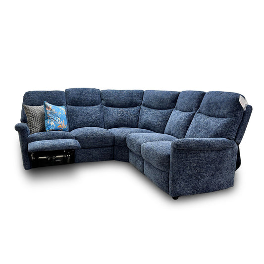 Compact Collection ‘Lille’ Navy Blue Large Fabric Power Recliner Corner Sofa