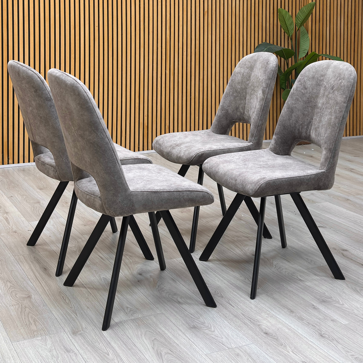 'Enterprise' Mink Velvet Fabric Set of 4 Swivel Dining Chairs