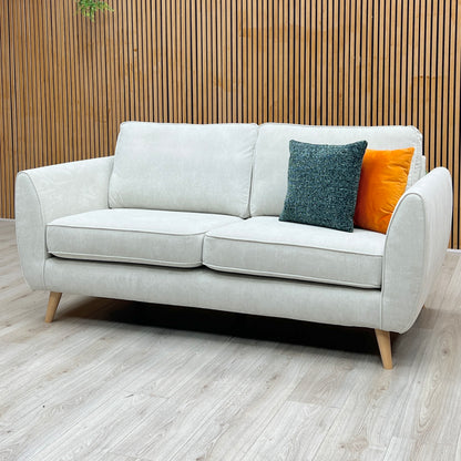 ‘Aurora’ Silver Plaza Linen Fabric 3 Seater Sofa DFS