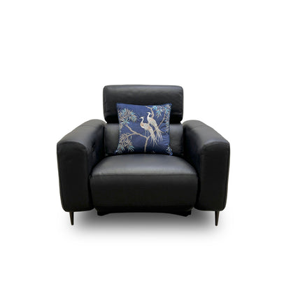 ‘Ezra’ Black Leather Power Recliner Chair with Power Headrests