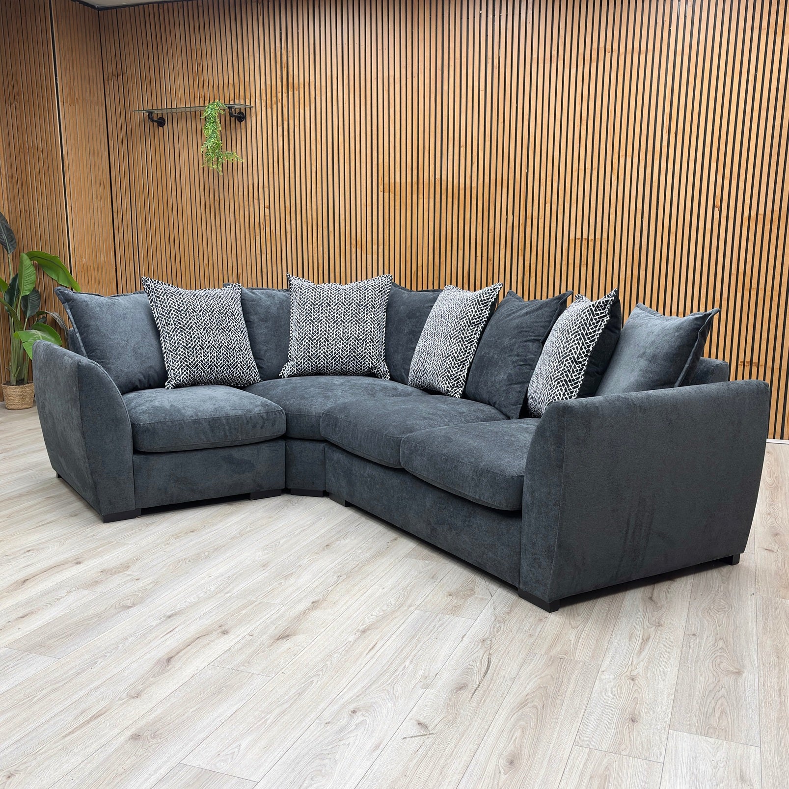 Lifestyle view of the Havana corner sofa, showcasing its expansive seating layout, deep chaise longue extension, and welcoming, contemporary design.