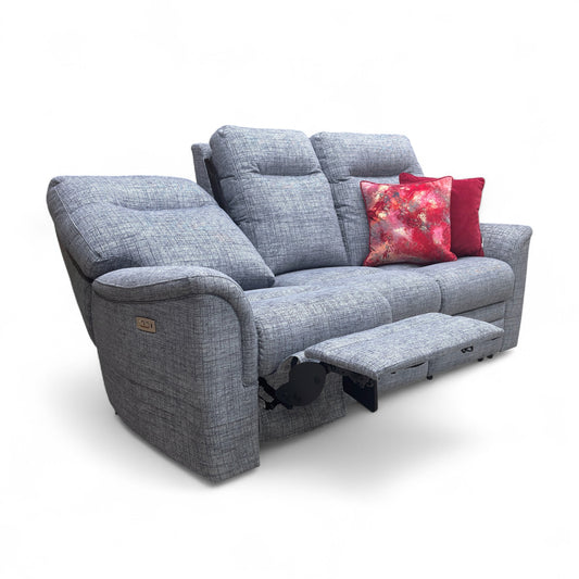 Parker Knoll ‘Hudson 23’ Dash Blue 001497-0080 Tight Weave Fabric 3 Seater Power Recliner Sofa