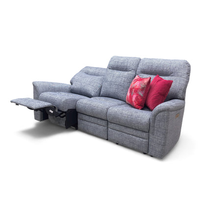 Parker Knoll ‘Hudson 23’ Dash Blue 001497-0080 Tight Weave Fabric 3 Seater Power Recliner Sofa