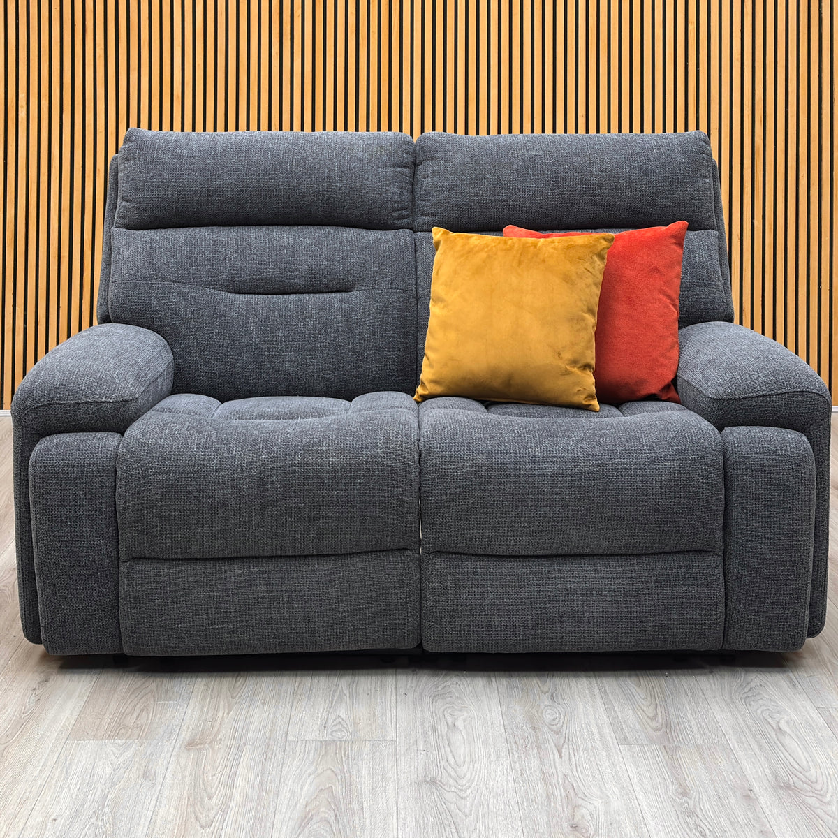 'Cinemax' Charcoal Grey Fabric 2 Seater Sofa