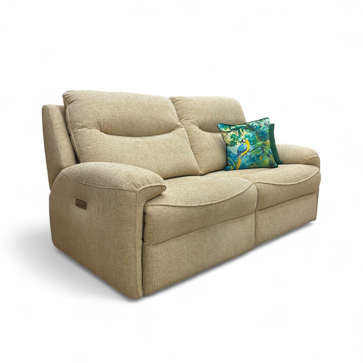 G Plan ‘Amesbury’ C932 Rush Sand Woven Fabric 3 Seater Power Recliner Sofa with Power Headrests and Power Lumbar