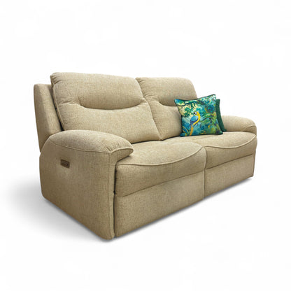 G Plan ‘Amesbury’ C932 Rush Sand Woven Fabric 3 Seater Power Recliner Sofa with Power Headrests and Power Lumbar
