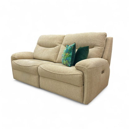 G Plan ‘Amesbury’ C932 Rush Sand Woven Fabric 3 Seater Power Recliner Sofa with Power Headrests and Power Lumbar