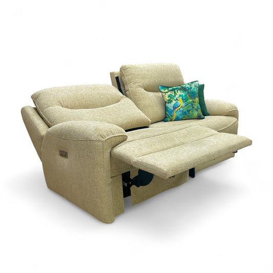 G Plan ‘Amesbury’ C932 Rush Sand Woven Fabric 3 Seater Power Recliner Sofa with Power Headrests and Power Lumbar