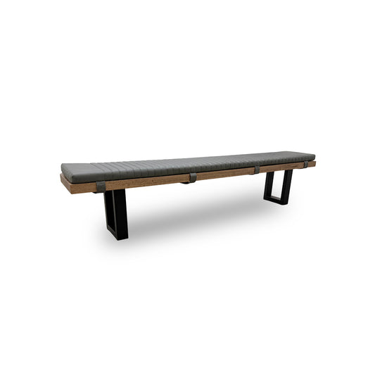 Bodahl 'Terra' 04 Desert Solid Oak 240cm Dining Bench with Metal U-Shaped Legs + Grey Bench Pad