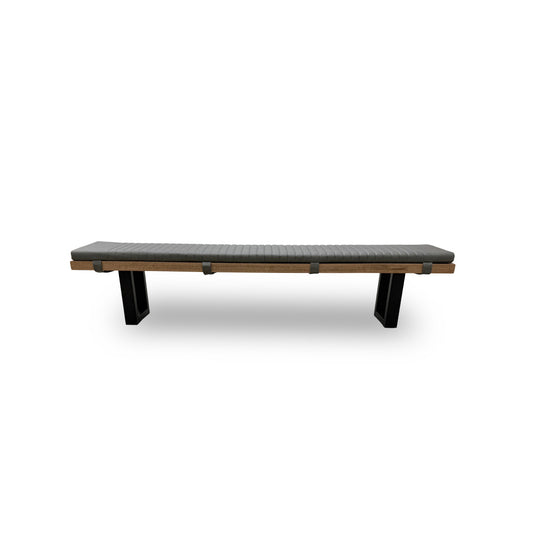 Bodahl 'Terra' 04 Desert Solid Oak 240cm Dining Bench with Metal U-Shaped Legs + Grey Bench Pad