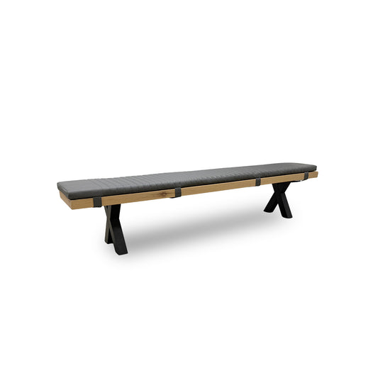 Bodahl 'Terra' 52 Natura Bianca Solid Oak 240cm Dining Bench with Metal X-Shaped Legs + Grey Bench Pad