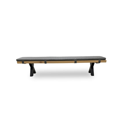 Bodahl 'Terra' 52 Natura Bianca Solid Oak 240cm Dining Bench with Metal X-Shaped Legs + Grey Bench Pad