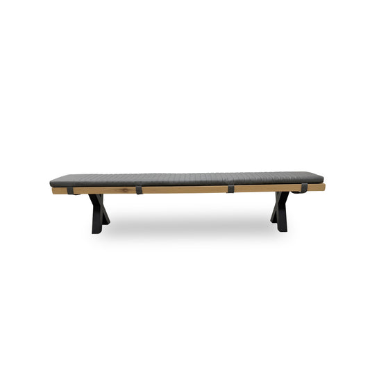 Bodahl 'Terra' 52 Natura Bianca Solid Oak 240cm Dining Bench with Metal X-Shaped Legs + Grey Bench Pad