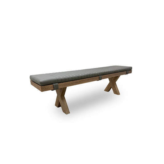 Bodahl 'Terra' 04 Desert Solid Oak 180cm Dining Bench with All Wooden X-Shaped Legs + Grey Bench Pad