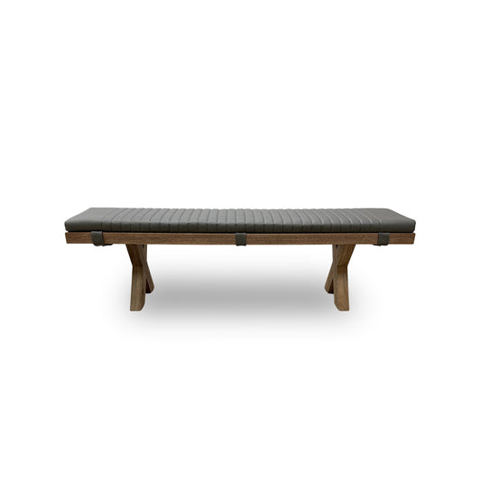 Bodahl 'Terra' 04 Desert Solid Oak 180cm Dining Bench with All Wooden X-Shaped Legs + Grey Bench Pad