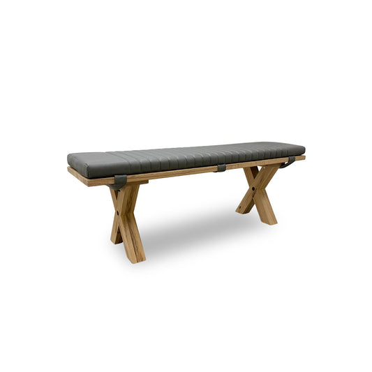 Bodahl 'Loki' 52 Natural Bianca Solid Oak 140cm Dining Bench with All Wooden X-Shaped Legs + Grey Bench Pad