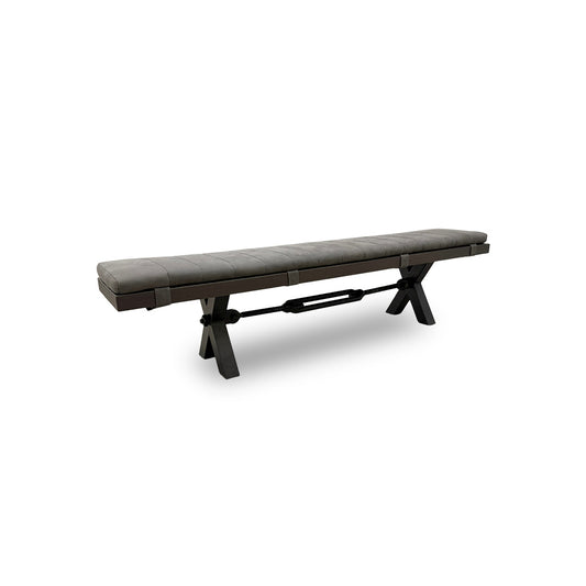 Bodahl 'Terra' 02 Smoked Solid Oak 220cm Dining Bench with Metal X-Shaped Legs + Grey Bench Pad