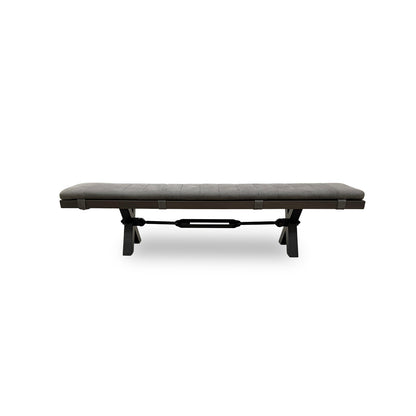 Bodahl 'Terra' 02 Smoked Solid Oak 220cm Dining Bench with Metal X-Shaped Legs + Grey Bench Pad
