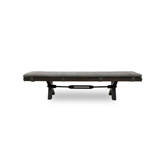 Bodahl 'Terra' 02 Smoked Solid Oak 220cm Dining Bench with Metal X-Shaped Legs + Grey Bench Pad