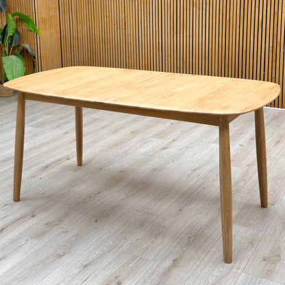 'Stockholm' Light Oak Solid Oak 160cm Extending Dining Table with Light Grey Set of 4 Dining Chairs