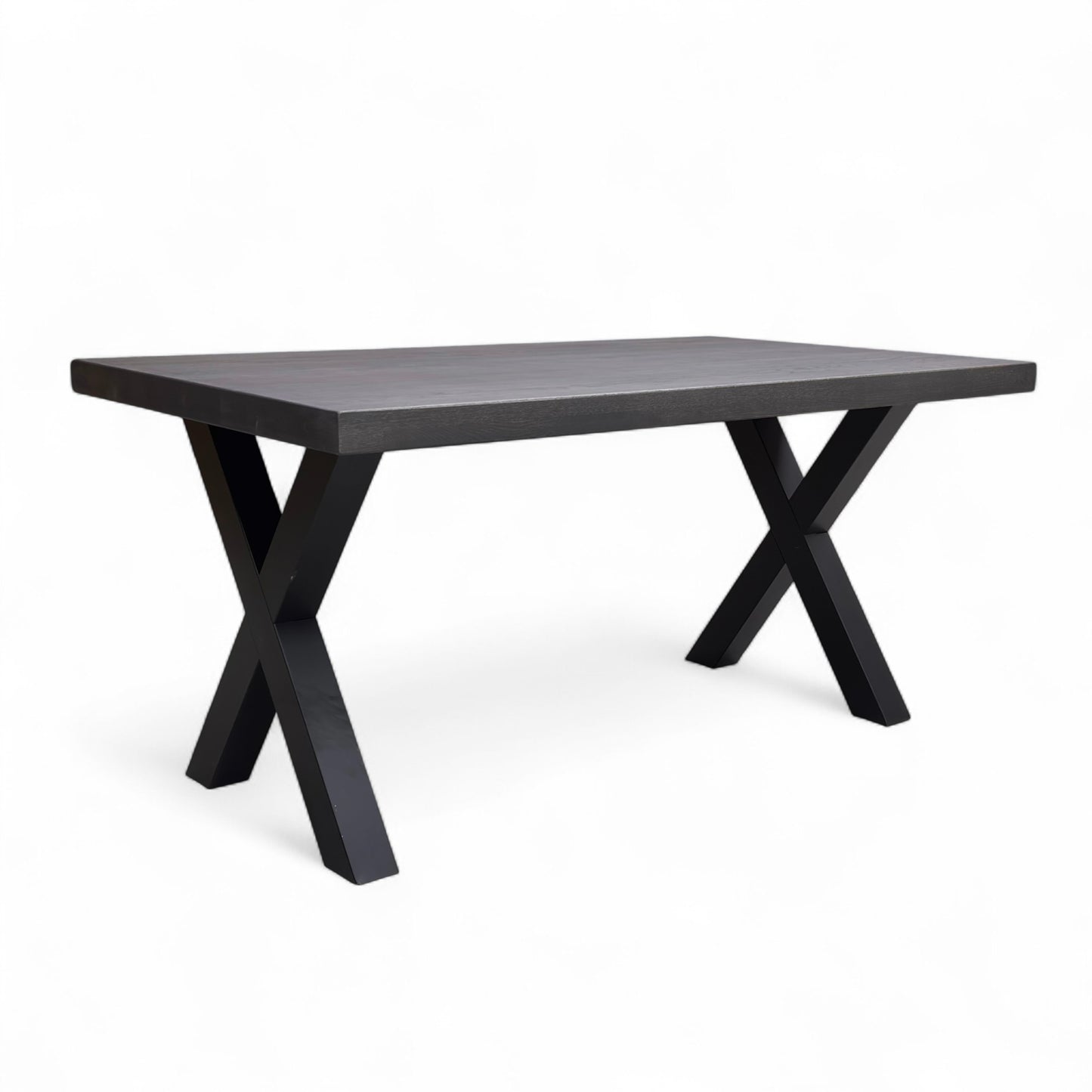 Bodahl Compact ‘Terra’ 02 Smoked Solid Oak Straight Edge 160cm Dining Table with Metal X-Shaped Legs