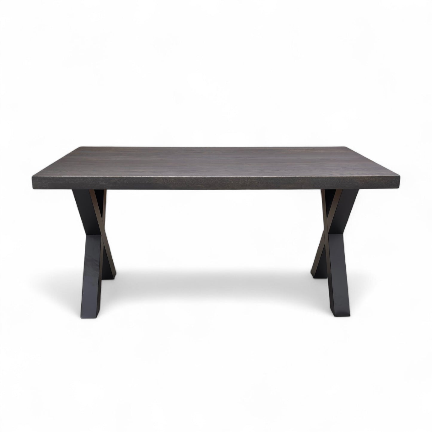Bodahl Compact ‘Terra’ 02 Smoked Solid Oak Straight Edge 160cm Dining Table with Metal X-Shaped Legs