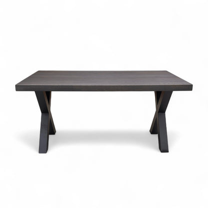Bodahl Compact ‘Terra’ 02 Smoked Solid Oak Straight Edge 160cm Dining Table with Metal X-Shaped Legs