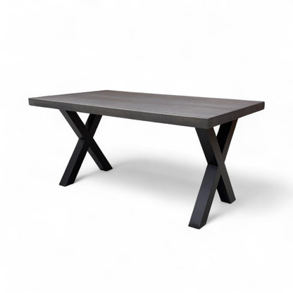 Bodahl Compact ‘Terra’ 02 Smoked Solid Oak Straight Edge 160cm Dining Table with Metal X-Shaped Legs