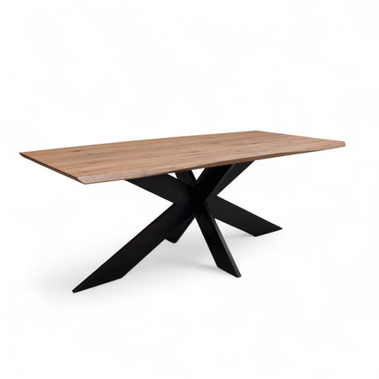 Bodahl ‘Roma’ 06 Old Bassano Solid Oak Extreme Edge 200cm Dining Table with Metal X-Shaped Legs