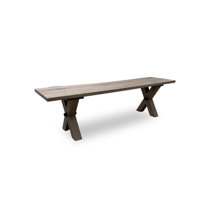 Bodahl 'Loki' 08 Vintage Grey Solid Oak 160cm Dining Bench with All Wooden X-Shaped Legs