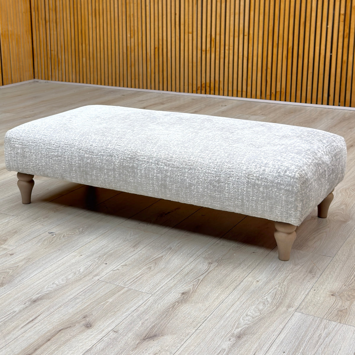 Ideal Home ‘Cotswold’ Kingsley Silver Wo Ft Fabric Patterned Bench Footstool