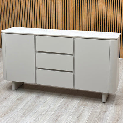 ‘Pebble' Neutral Ceramic Top 2 Door 3 Drawer Sideboard