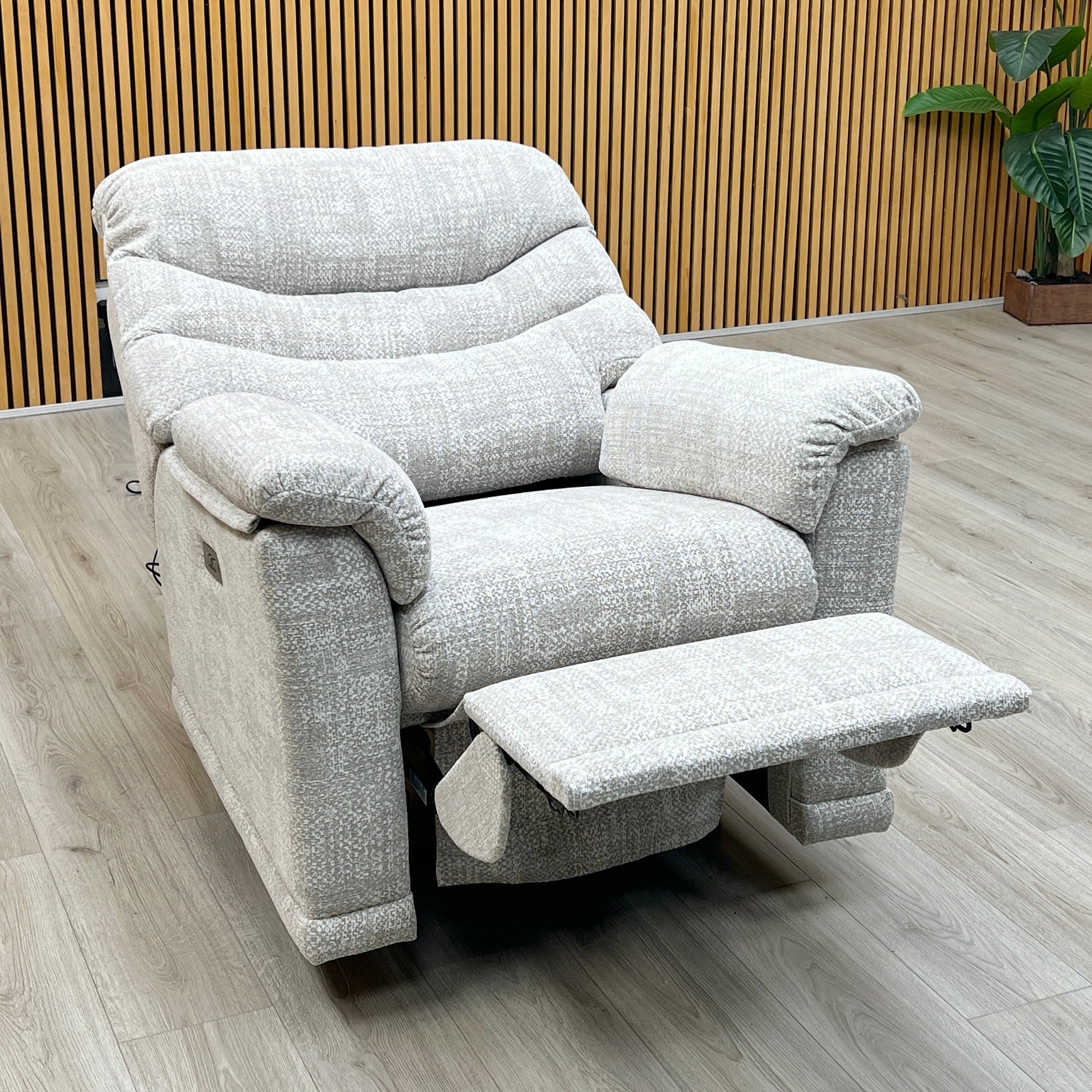 G Plan ‘Malvern’ B045 Aerial Horizon Grey Fabric Power Recliner Armchair Furniture Village