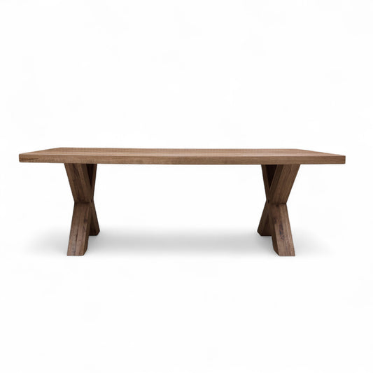 Bodahl 'Loki' 04 Desert Solid Oak Straight Edge 220cm Dining Table with Wooden X-Shaped Legs