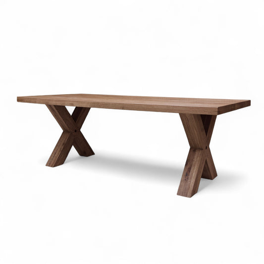 Bodahl 'Loki' 04 Desert Solid Oak Straight Edge 220cm Dining Table with Wooden X-Shaped Legs